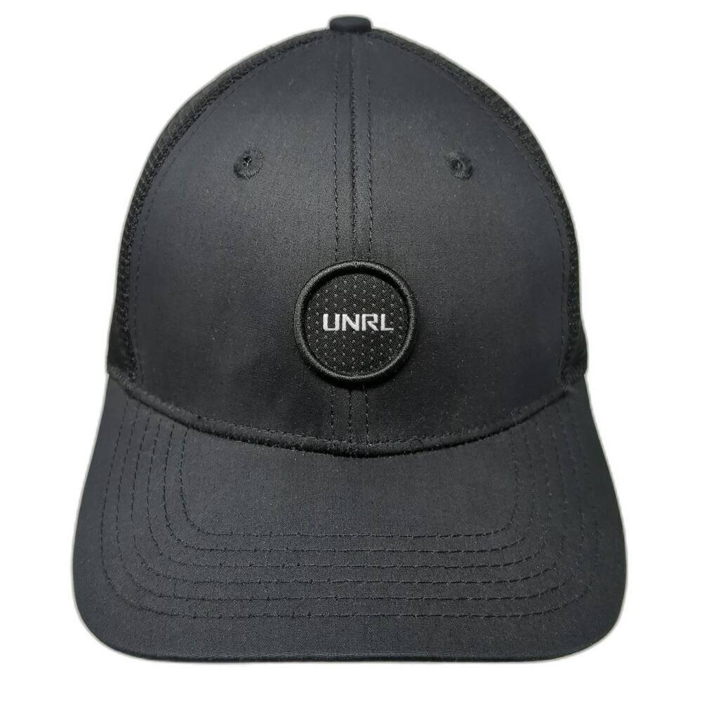 UNRL Trucker Hat Black One Size Mesh Back Snapback Circle Patch Athlete Approved